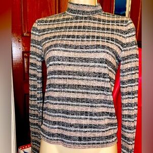Prince & Fox Mock Turtleneck Striped Sweater. Size Medium